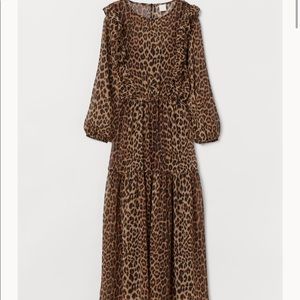 H&M cheetah king tiered maxi dress, sheer material
